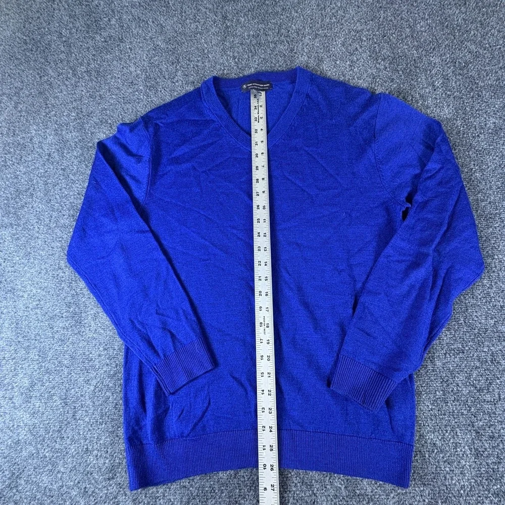 Hart Schaffner Marx Sweater Mens Medium Blue Extra Fine Merino Wool Pullover